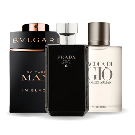 Zestaw 3 perfumy Bvlgari In Black, Giorgio Armani Acqua Di Gio, L'Homme Prada Intense 100ml