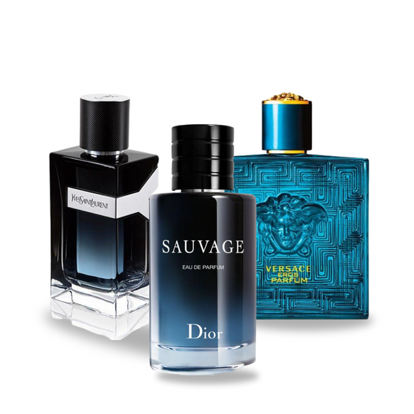 Zestaw 3 perfumy Dior SAUVAGE, Yves Saint Laurent Y MEN, Versace EROS 100ml